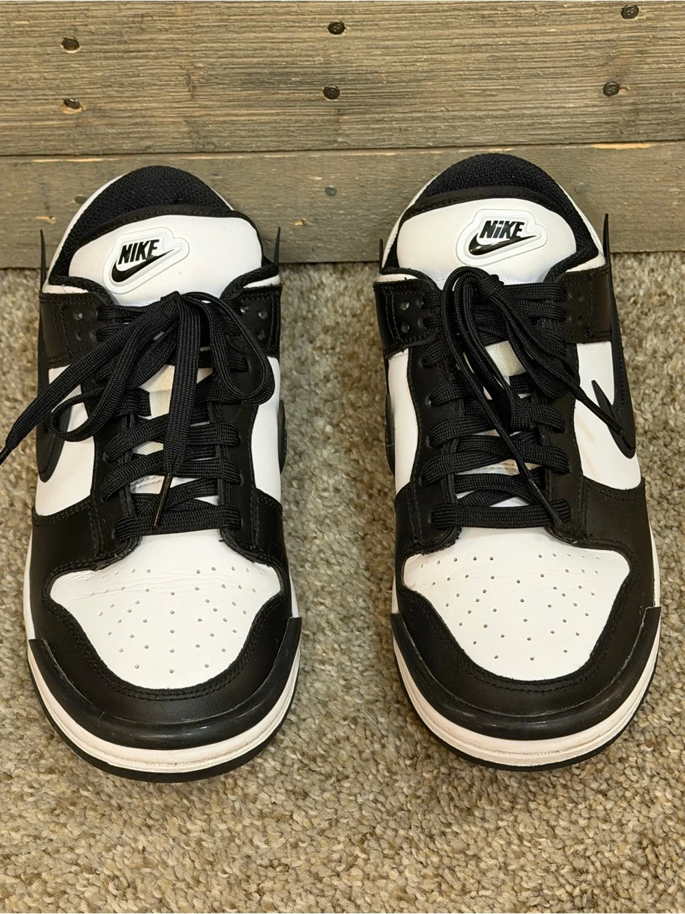 Nike Dunk Low Twist Panda Black White Leather Sneakers Size 9 DZ2794-001